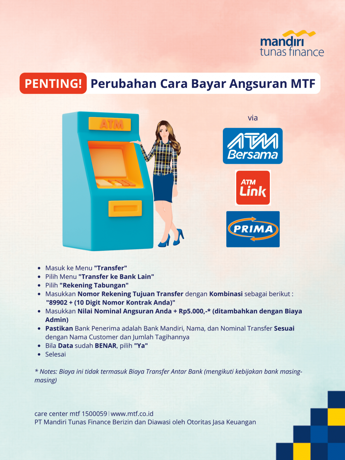 Tata Cara Pembayaran Angsuran MTF Melalui ATM Bersama