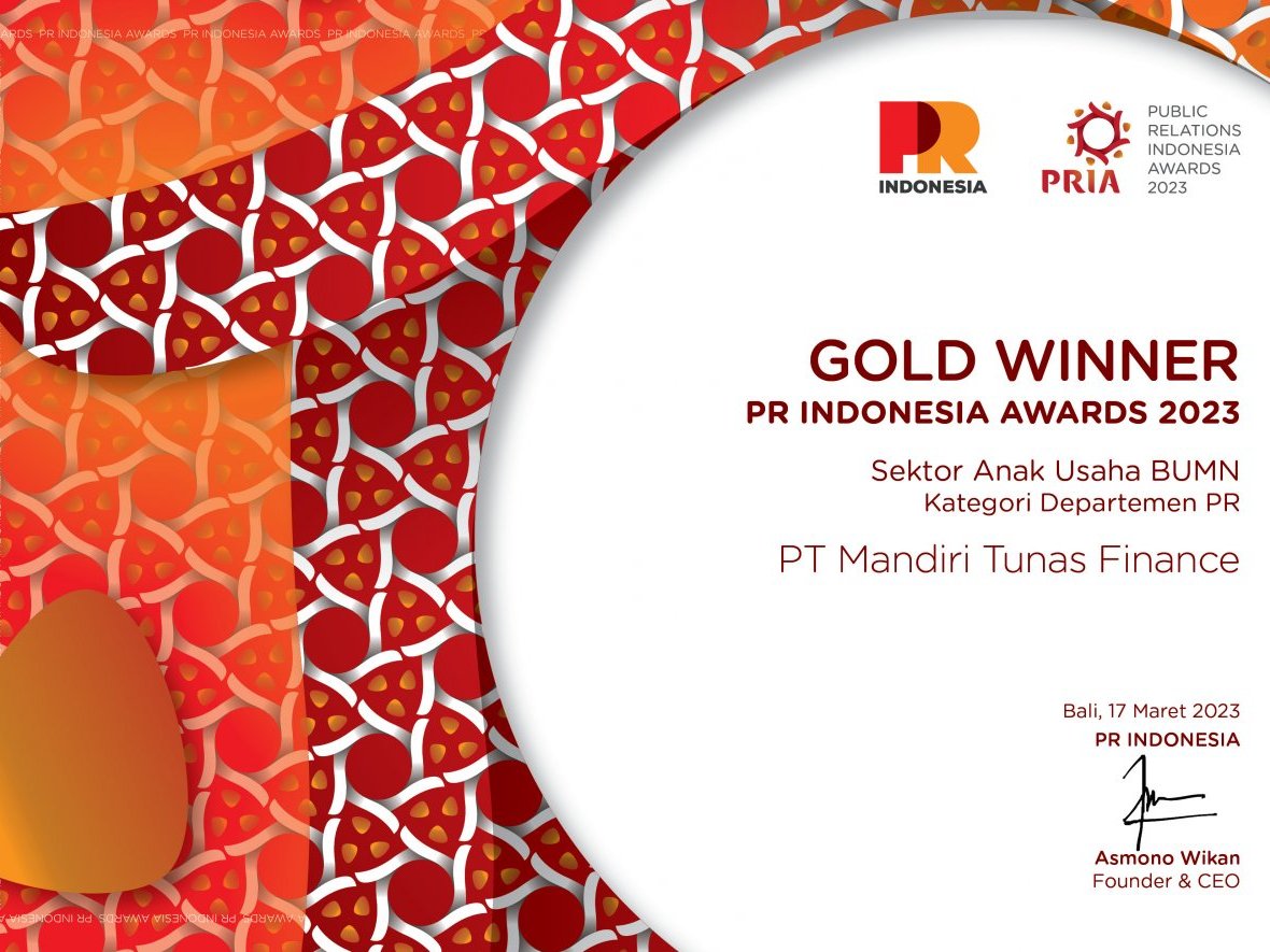 Corporate Communication Department Mandiri Tunas Finance Wins the 2023 PR Indonesia Award